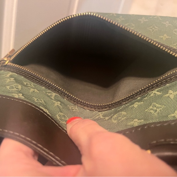 $1,280 LOUIS VUITTON Mini Lin “Lucille” GM Tote Bag, Green Canvas/Brown Leather - Picture 15 of 17